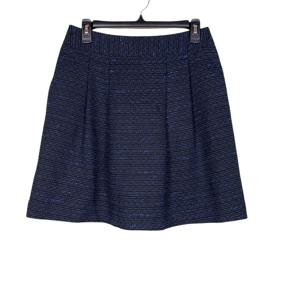 Halogen Black Blue Pleated Tweed High Waist Skirt with Pockets 
Size 4 - Picture 1 of 9